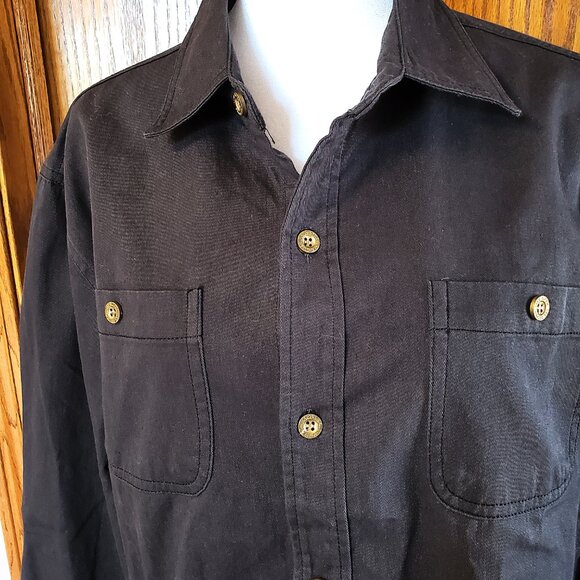 Zara Men's Black Button Down Long Sleeve Shirt Sz M Pockets Heavyweight Outdoors - Picture 2 of 6